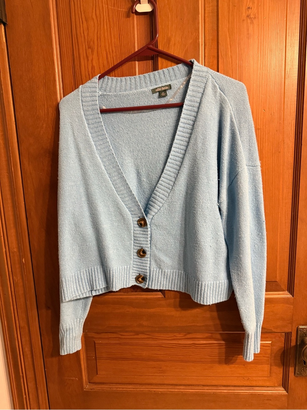 wild fable Light Blue V-Neck Button Front Cropped Cardigan